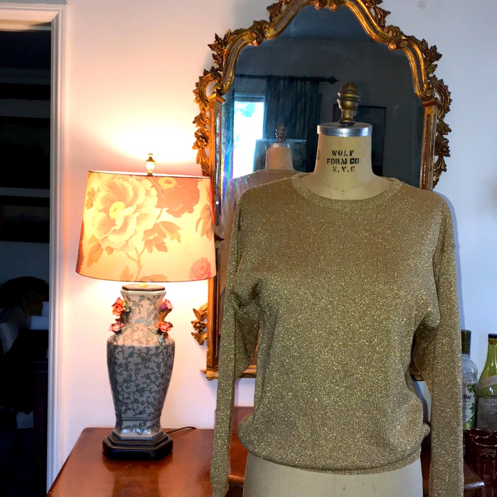 Fabulous vintage wool gold metallic sweater